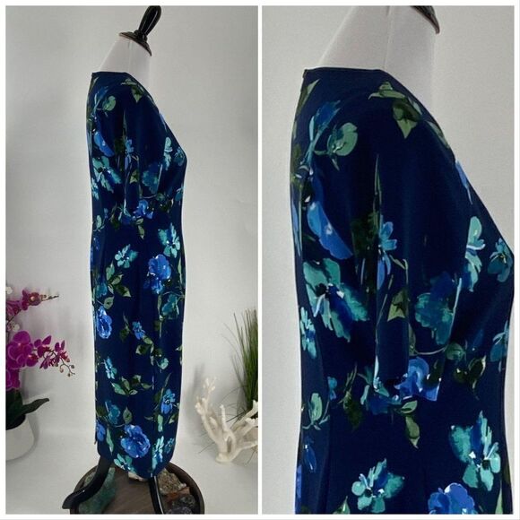 Maggy London Blue Green Floral Dress Size *8 Pictured - Picture 4 of 6